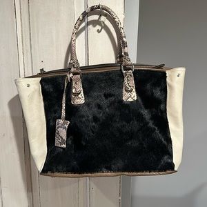 Claudia Firenze leather & black fur purse.